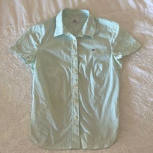 Lacoste Button-Up Short Sleeve Seersucker Shirt Size 36